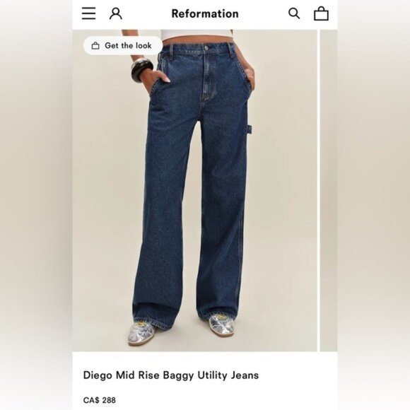 NWT Size 29 - Reformation Diego Mid Rise Baggy Utility Jeans (NWT $288) - Picture 2 of 16